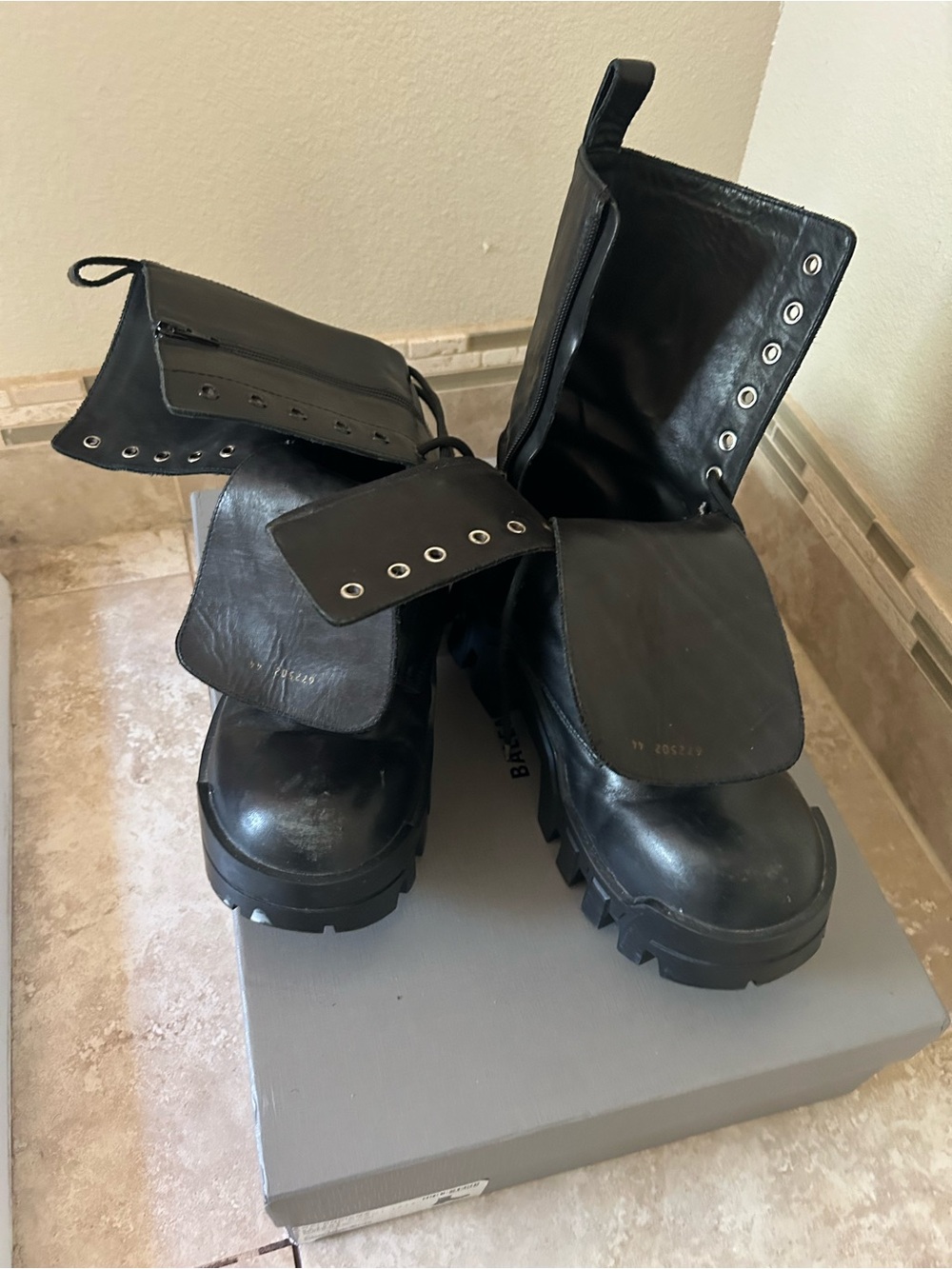 Balenciaga Bulldozer Lace-Up Boots – Black – Size 44